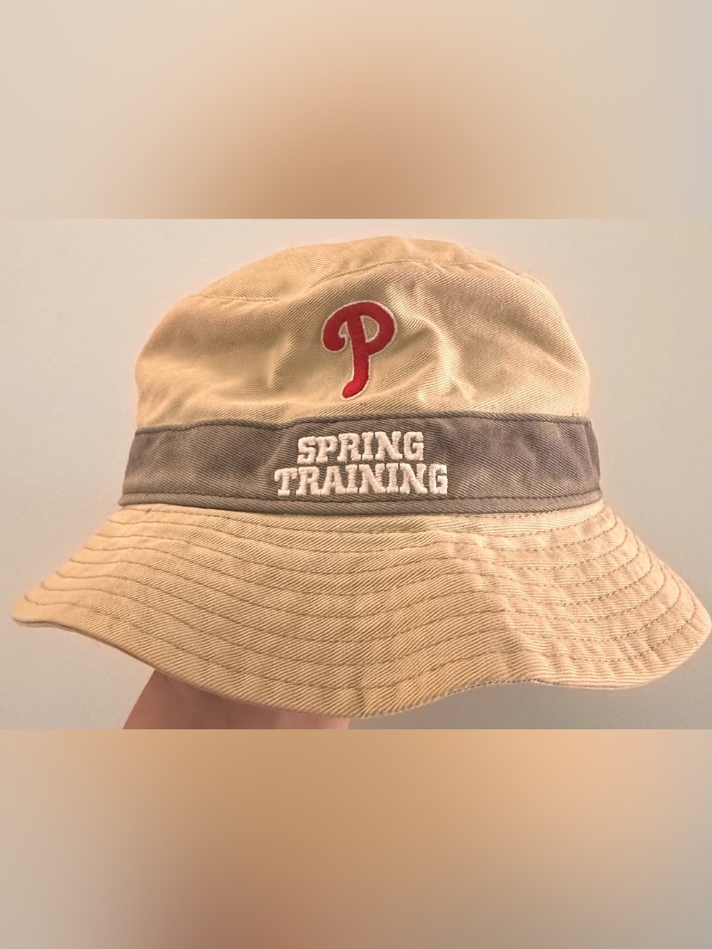 47 Brand Philadelphia Phillies Tan and Red Spring Training Bucket Hat